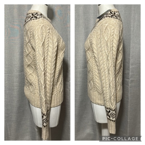 Gorgeous NWT RL Polo Wool Vintage Vibes Nordic Print Sweater-Sz S-Cream/Brown - Picture 6 of 16